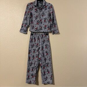 Disney Kids Size 8 Gray Mickey Mouse Long Sleeve Pajama Set